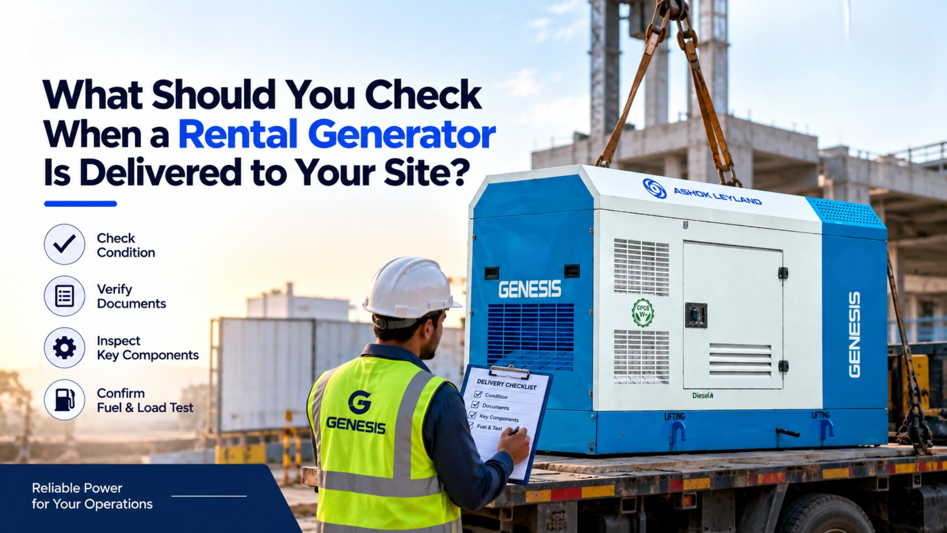 What Should You Check When a Rental Generator Is Delivered to Your Site?